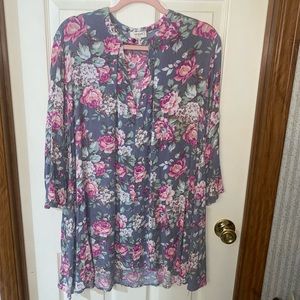 Umgee Short Floral Long Sleeve Dress